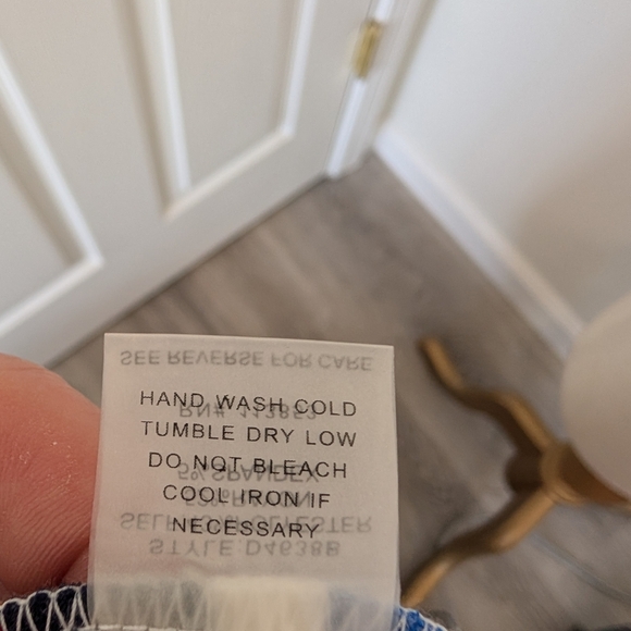 Sugarlips Blue and White Off the Shoulder Bell Sleeve Dress - Picture 8 of 8